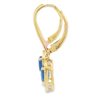Sapphire Diamond Dangle Earrings 10KT Yellow Gold