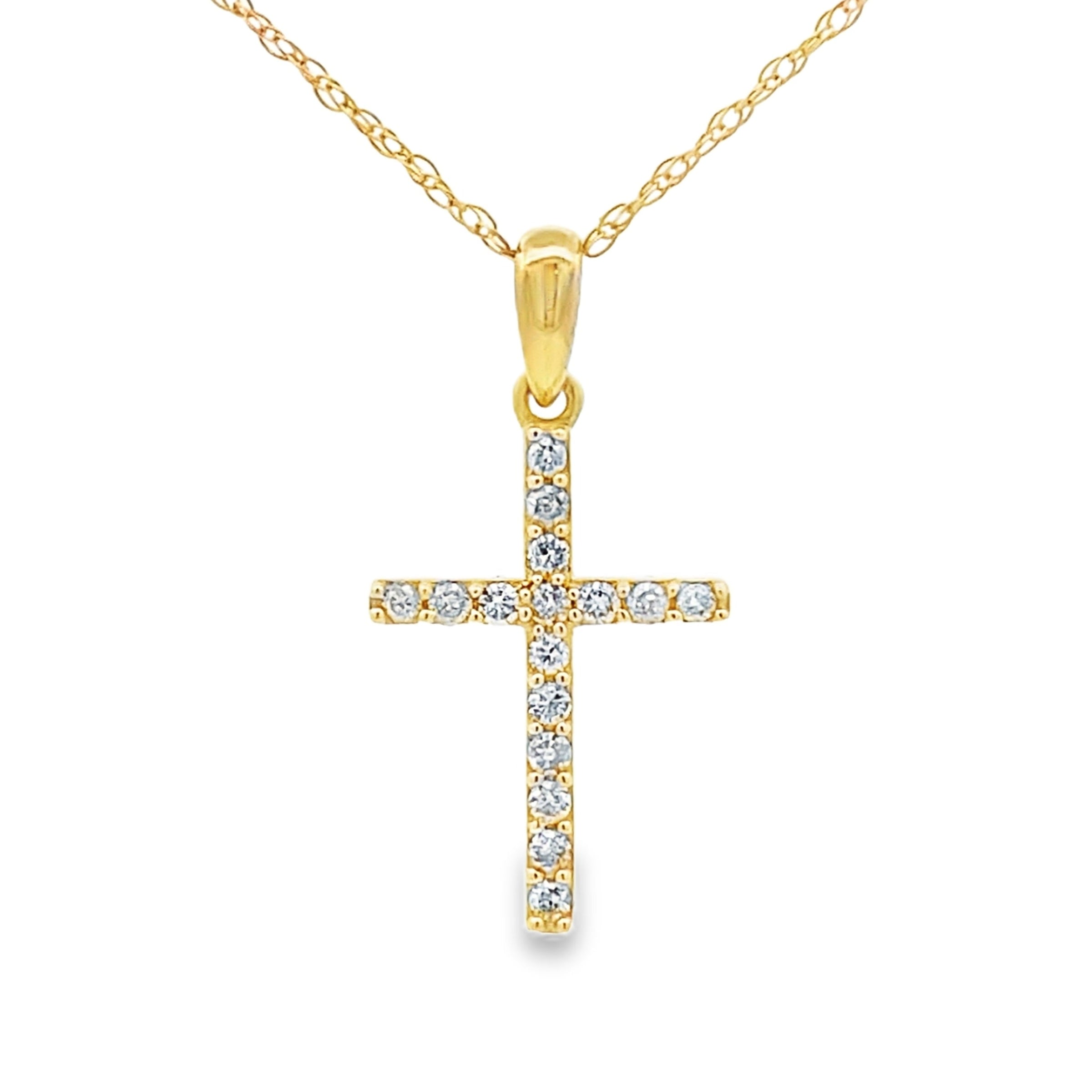 .11ct Diamond Cross Religious Pendant 14KT Yellow Gold