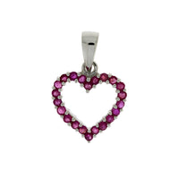 Natural .37ct Ruby Heart Love Pendant 10KT White Gold