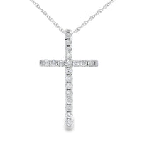 .19ct Diamond Cross Religious Pendant 14KT White Gold