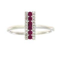 Genuine .30ct Ruby Diamond Ring 14KT White Gold