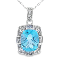Blue Topaz Diamond Fashion Pendants 10KT White Gold