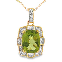 Peridot Diamond Fashion Pendants 10KT Yellow Gold