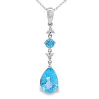 Blue Topaz Diamond Fashion Pendants 10KT White Gold
