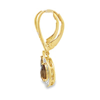 .87ct Quartz Diamond Dangle Earrings 10KT Yellow Gold