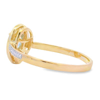 Genuine .39ct Aquamarine Diamond Ring 10KT Yellow Gold