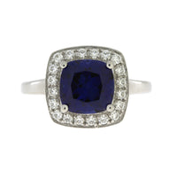 Created Sapphire Moissanite Ring Sterling Silver