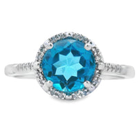 1.35ct London Blue Topaz Diamond Ring 10KT White Gold