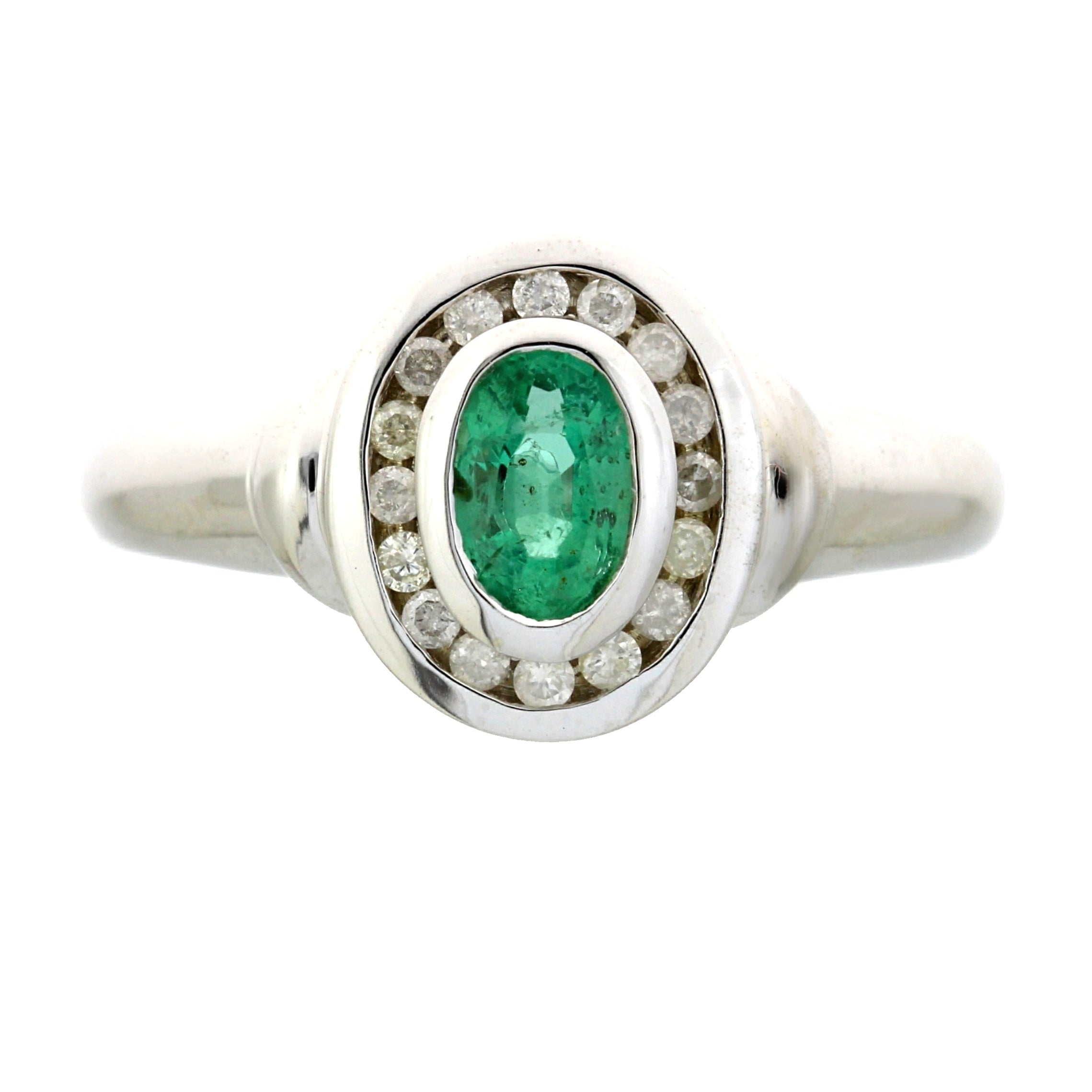 Natural .60ct Emerald Diamond Ring 10KT White Gold