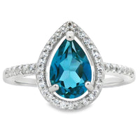 London Blue Topaz Created Sapphire Ring Sterling Silver