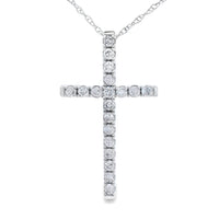 .24ct Diamond Cross Religious Pendant 14KT White Gold