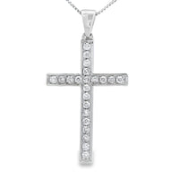 .22ct Diamond Cross Religious Pendant 14KT White Gold