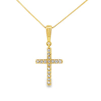 .08ct Diamond Cross Religious Pendant 10KT Yellow Gold