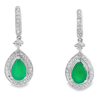 Chalcedony Diamond Dangle Earrings 10KT White Gold