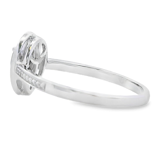 Natural .46ct Quartz Diamond Ring 10KT White Gold