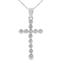 .12ct Diamond Cross Religious Pendant 14KT White Gold