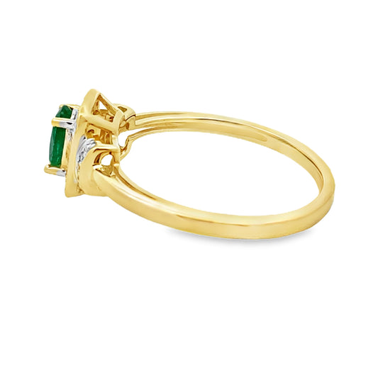 Natural .45ct Emerald Diamond Ring 10KT Yellow Gold