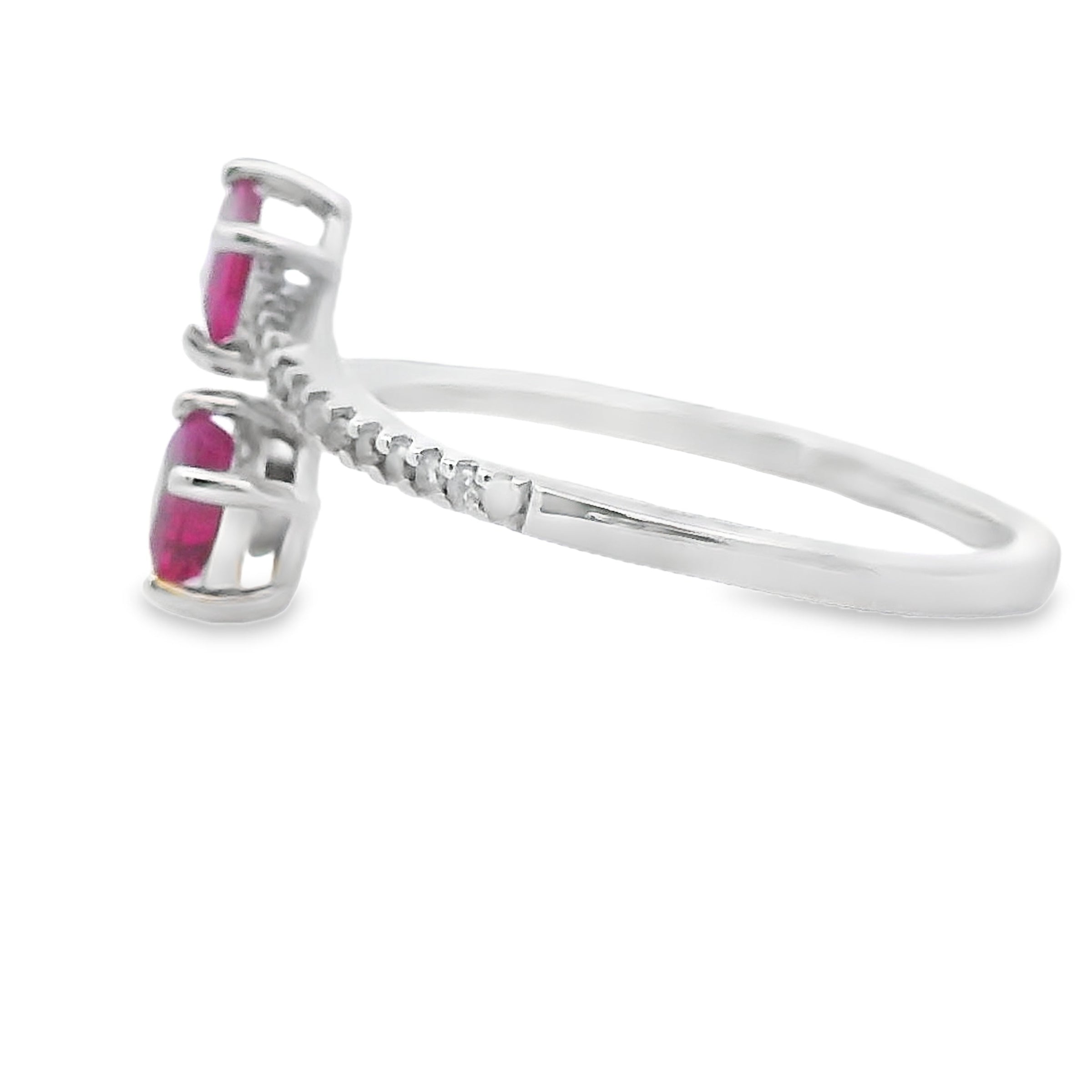 Genuine .57ct Ruby Diamond Ring 14KT White Gold