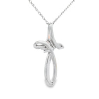 .04ct Diamond Cross Religious Pendant 14KT White Gold