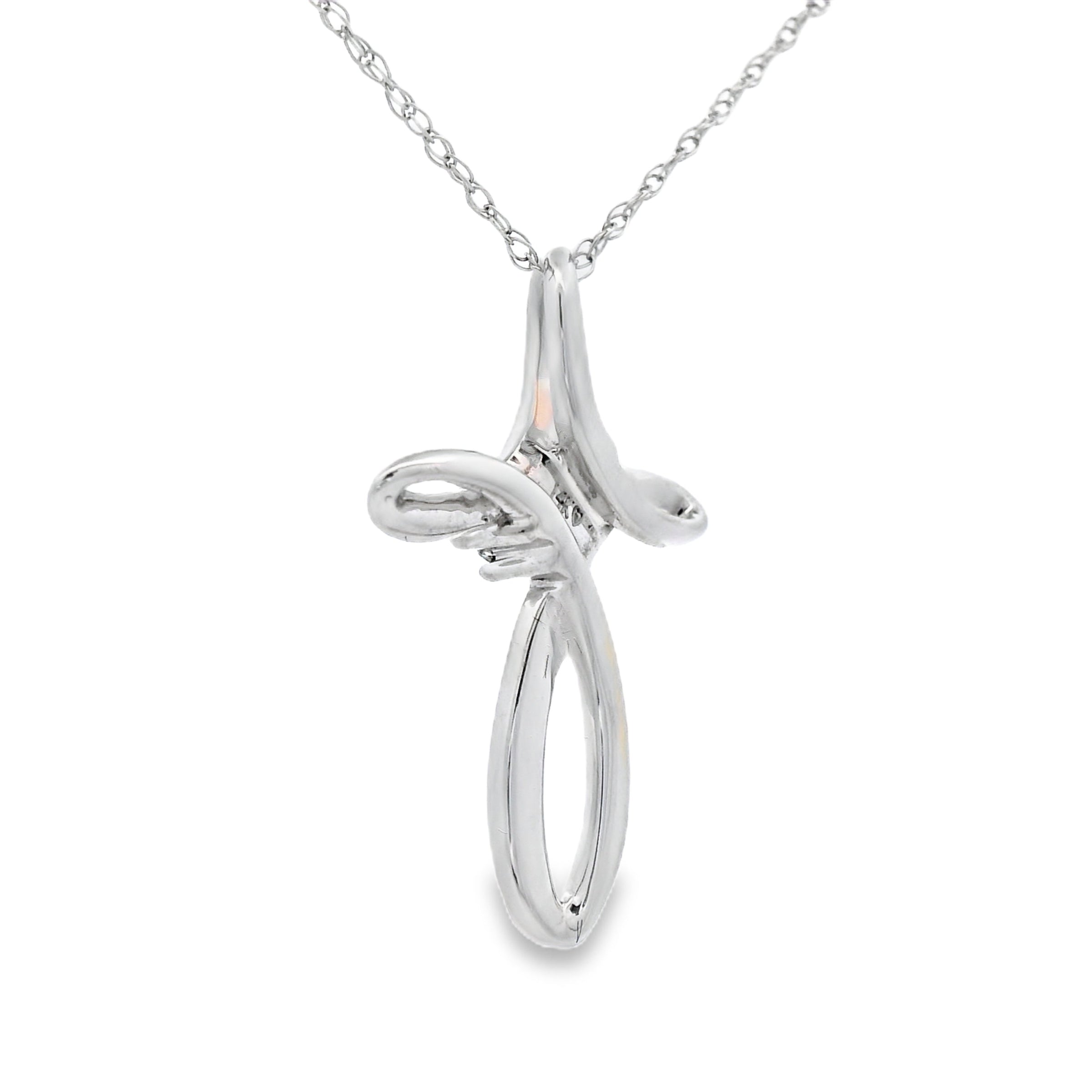 .04ct Diamond Cross Religious Pendant 14KT White Gold