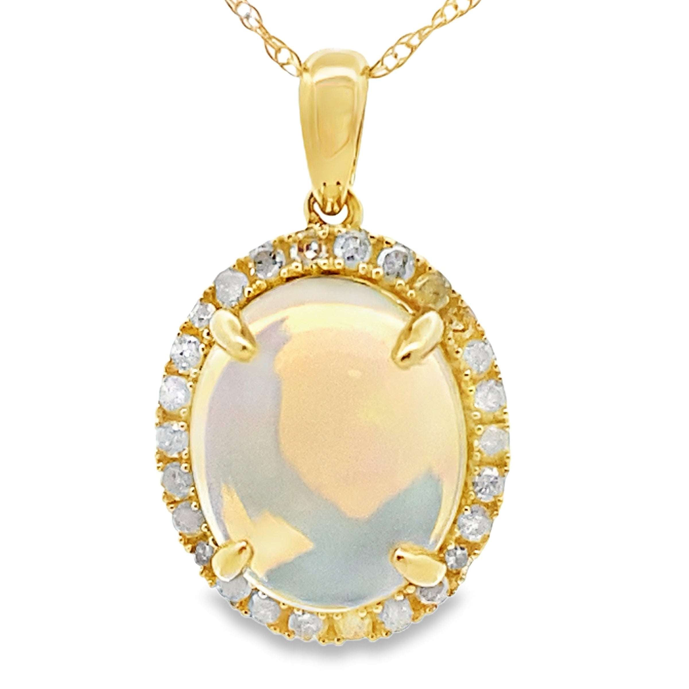 2.39ct Opal Diamond Fashion Pendants 10KT Yellow Gold