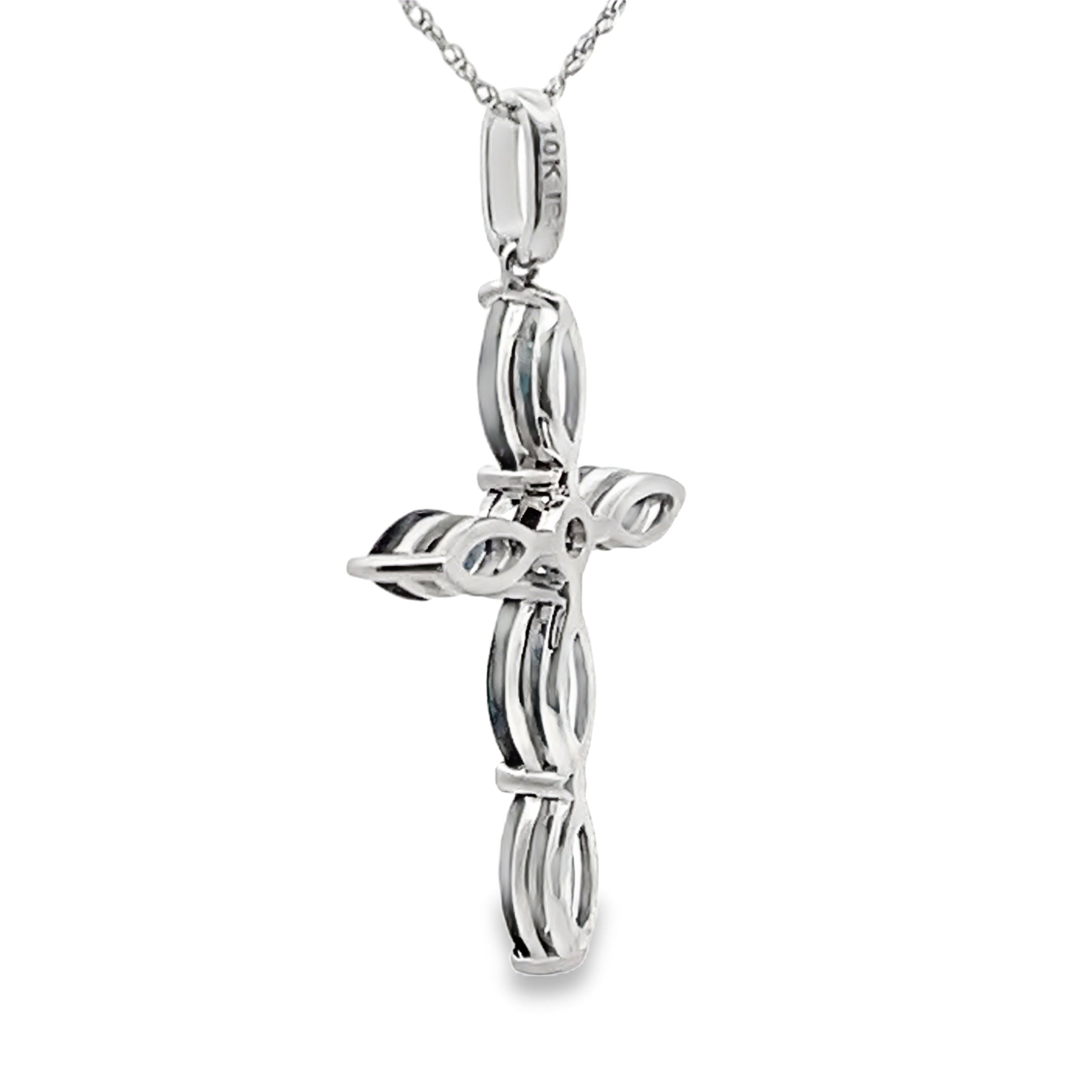 1.73ct Sapphire Cross Religious Pendant 10KT White Gold
