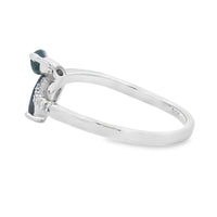 Genuine .36ct Sapphire Diamond Ring 14KT White Gold