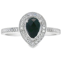 Natural .52ct Onyx Diamond Ring 10KT White Gold