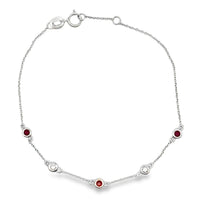 Genuine .25ct Ruby Diamond Bracelet 14KT White Gold