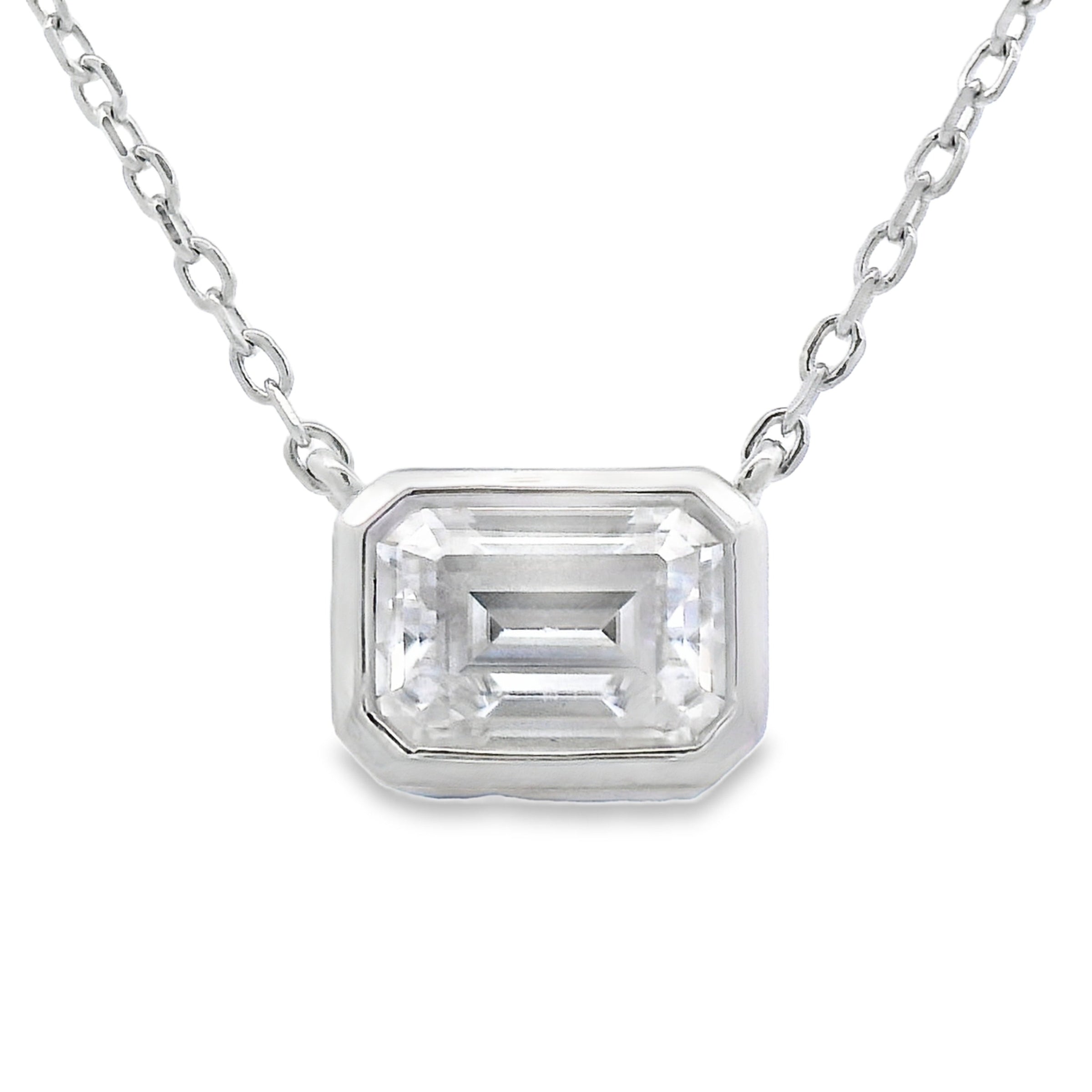 Natural .85ct Moissanite Pendant Sterling Silver