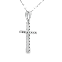 .19ct Diamond Cross Religious Pendant 14KT White Gold