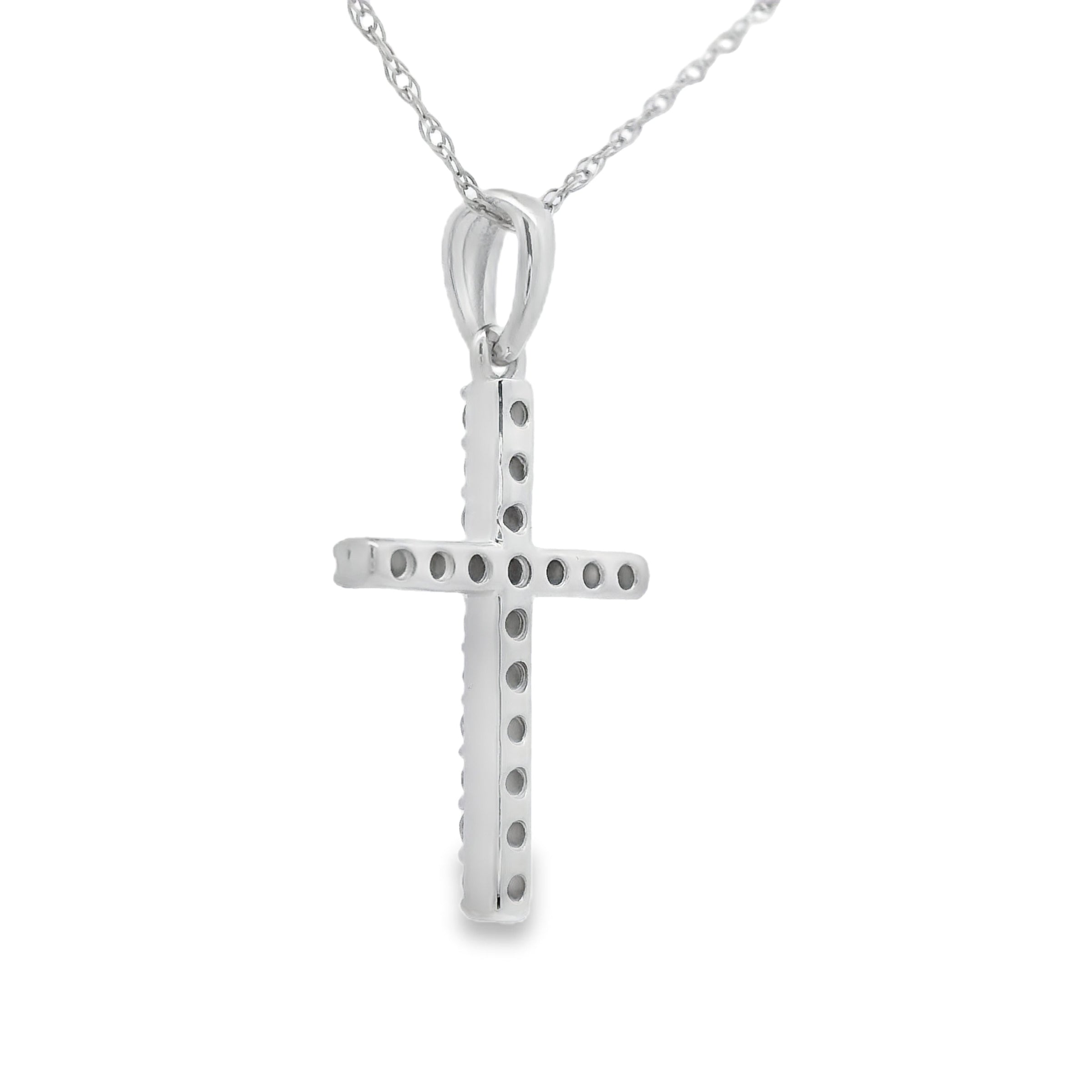 .19ct Diamond Cross Religious Pendant 14KT White Gold