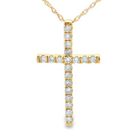 .24ct Diamond Cross Religious Pendant 14KT Yellow Gold