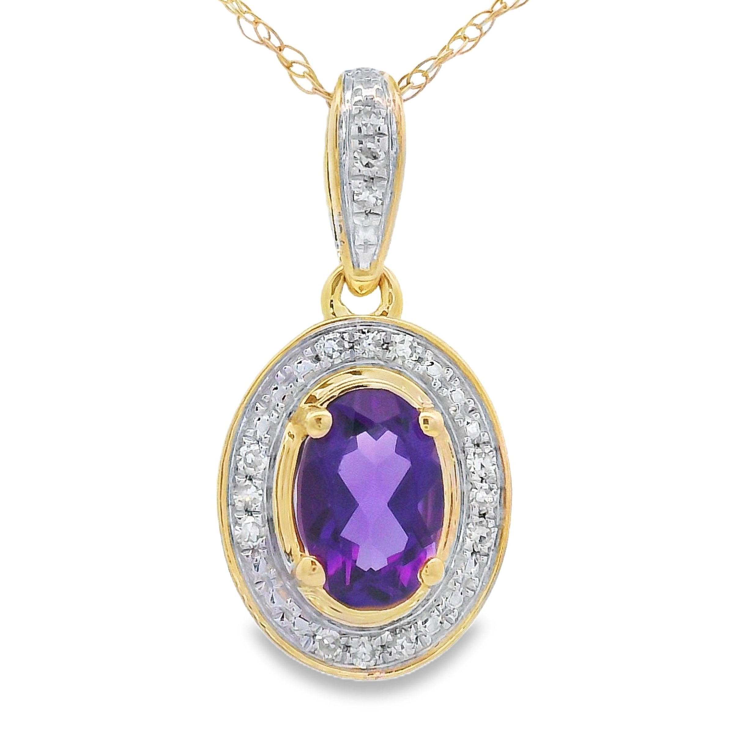 Amethyst Diamond Fashion Pendants 10KT Yellow Gold