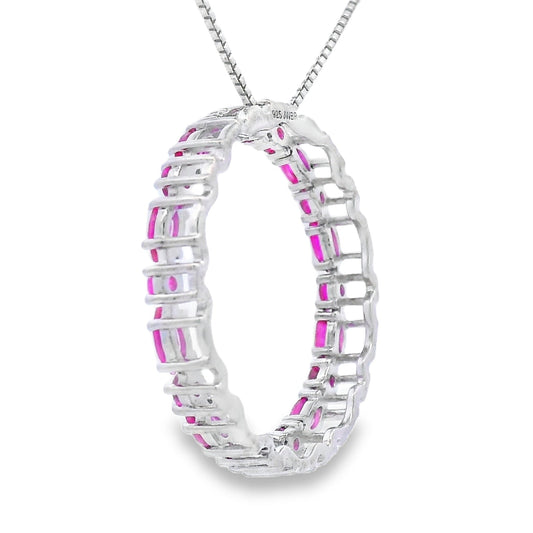 Created Ruby Circle of Love Pendant Sterling Silver