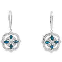 2.04ct Sapphire Diamond Dangle Earrings 14KT White Gold