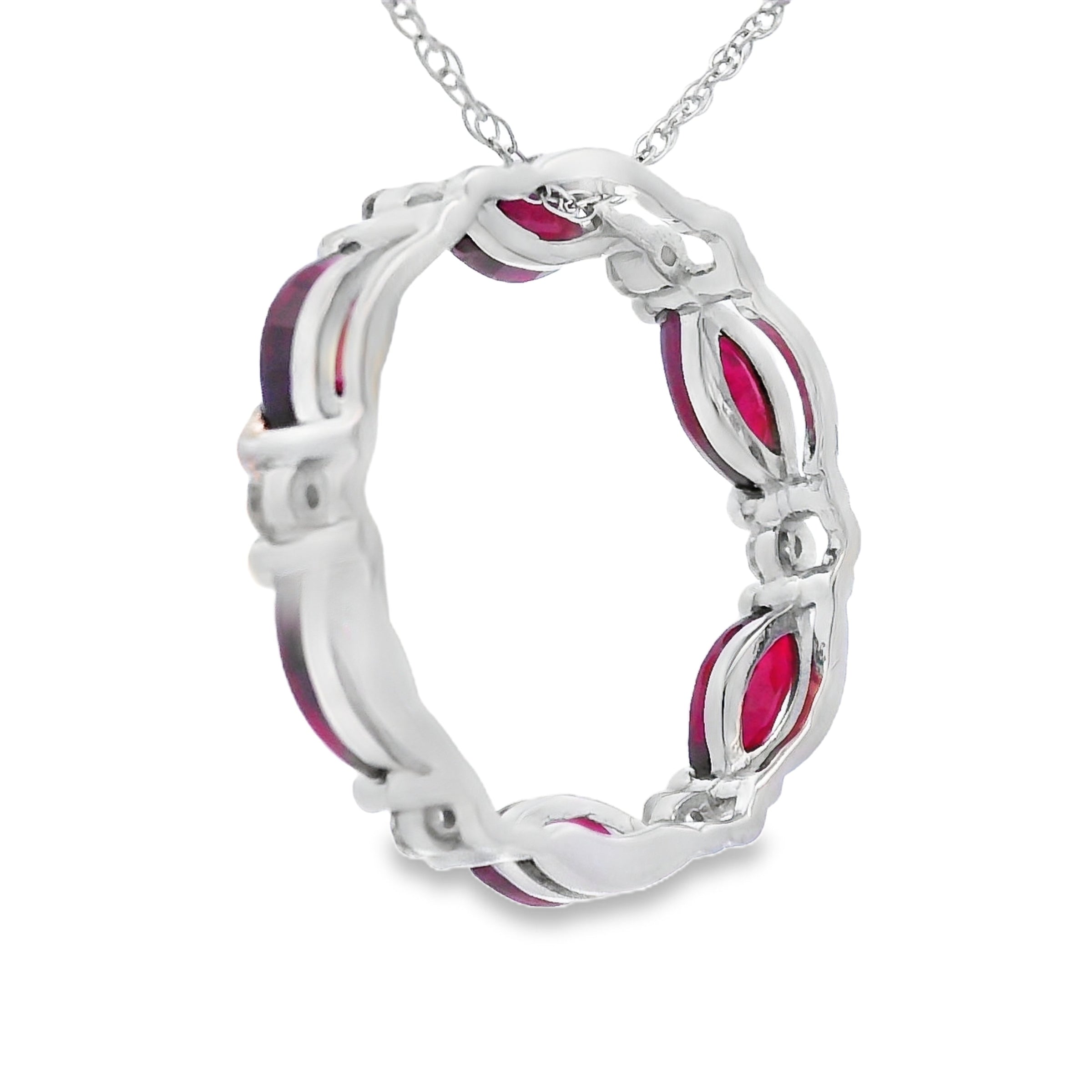 Ruby Diamond Circle of Love Pendant 10KT White Gold