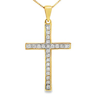 .22ct Diamond Cross Religious Pendant 14KT Yellow Gold