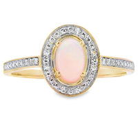 Genuine .36ct Opal Diamond Ring 10KT Yellow Gold