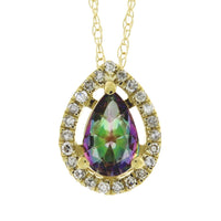 Treated Topaz Diamond Fashion Pendants 14KT Yellow Gold