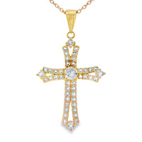 Genuine Topaz Cross Religious Pendant Sterling Silver