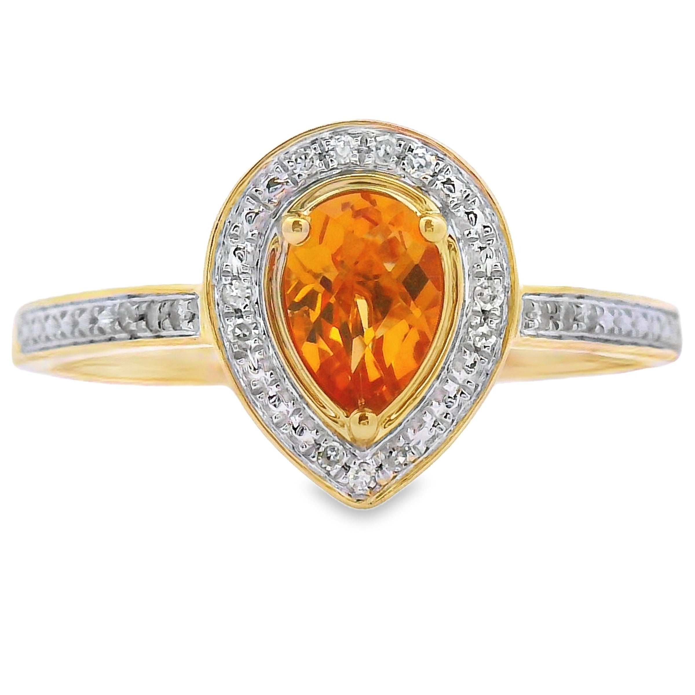 Genuine .50ct Citrine Diamond Ring 10KT Yellow Gold