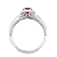 Genuine 1.35ct Ruby Diamond Ring 14KT White Gold