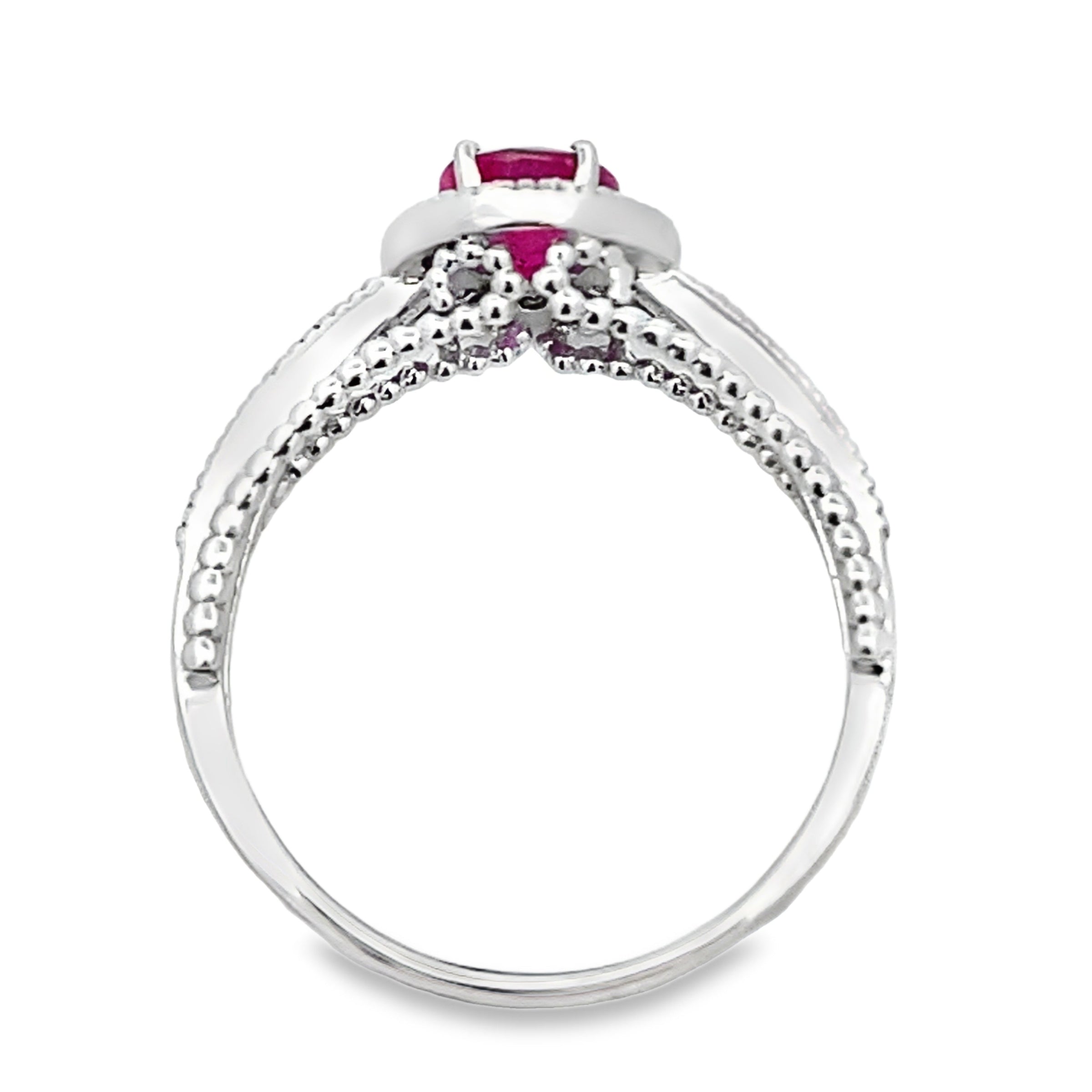 Genuine 1.35ct Ruby Diamond Ring 14KT White Gold