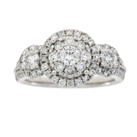 Natural 1.50ct Diamond 3 Stone Ring 14KT White Gold