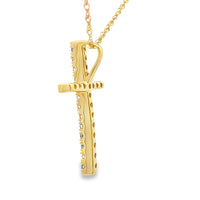 .13ct Diamond Cross Religious Pendant 14KT Yellow Gold