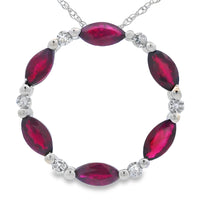 Ruby Diamond Circle of Love Pendant 10KT White Gold