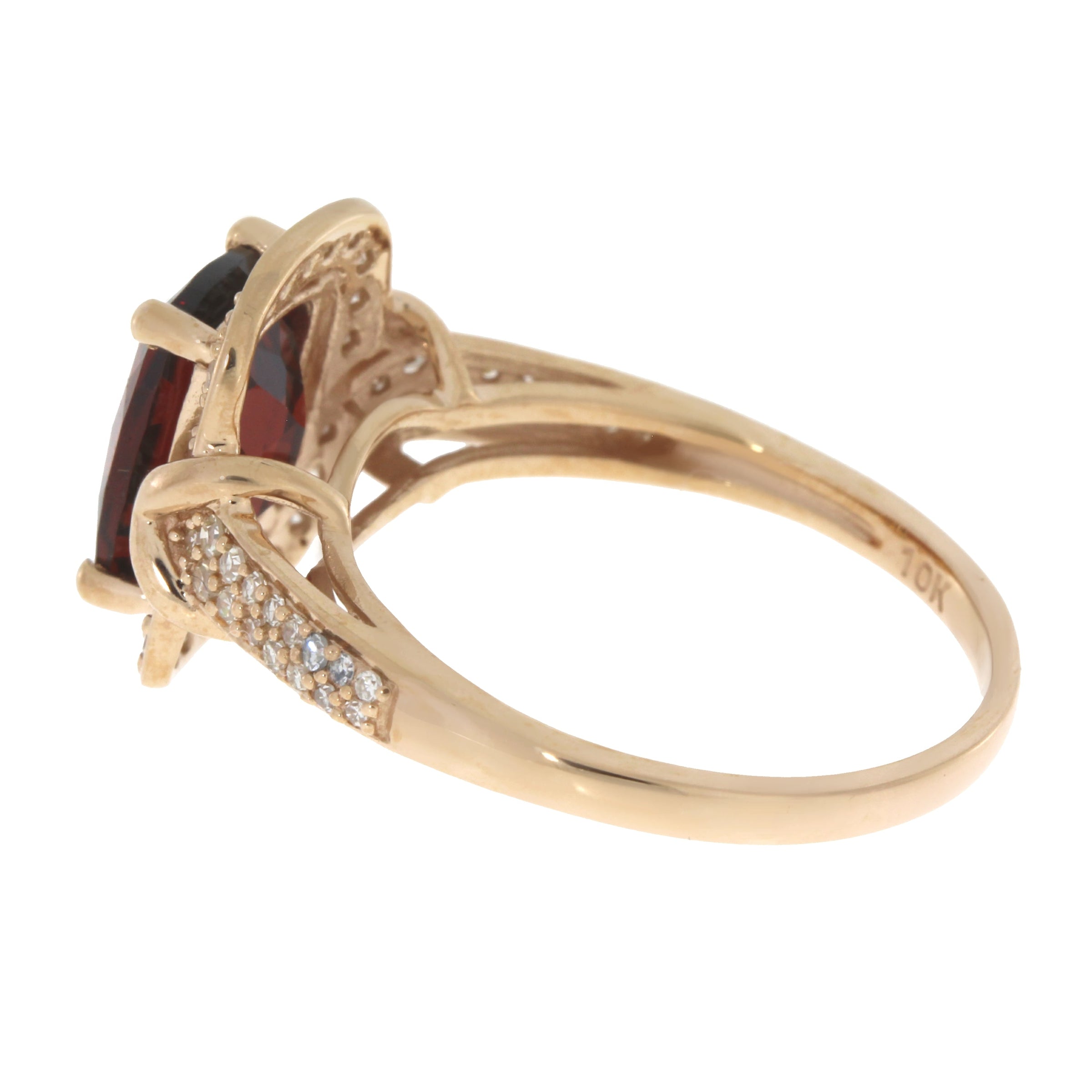 Genuine 3.13ct Garnet Diamond Ring 10KT Rose Gold
