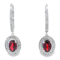 1.41ct Garnet Diamond Dangle Earrings 10KT White Gold