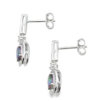 Mystic Fire Topaz Dangle Earrings 10KT White Gold